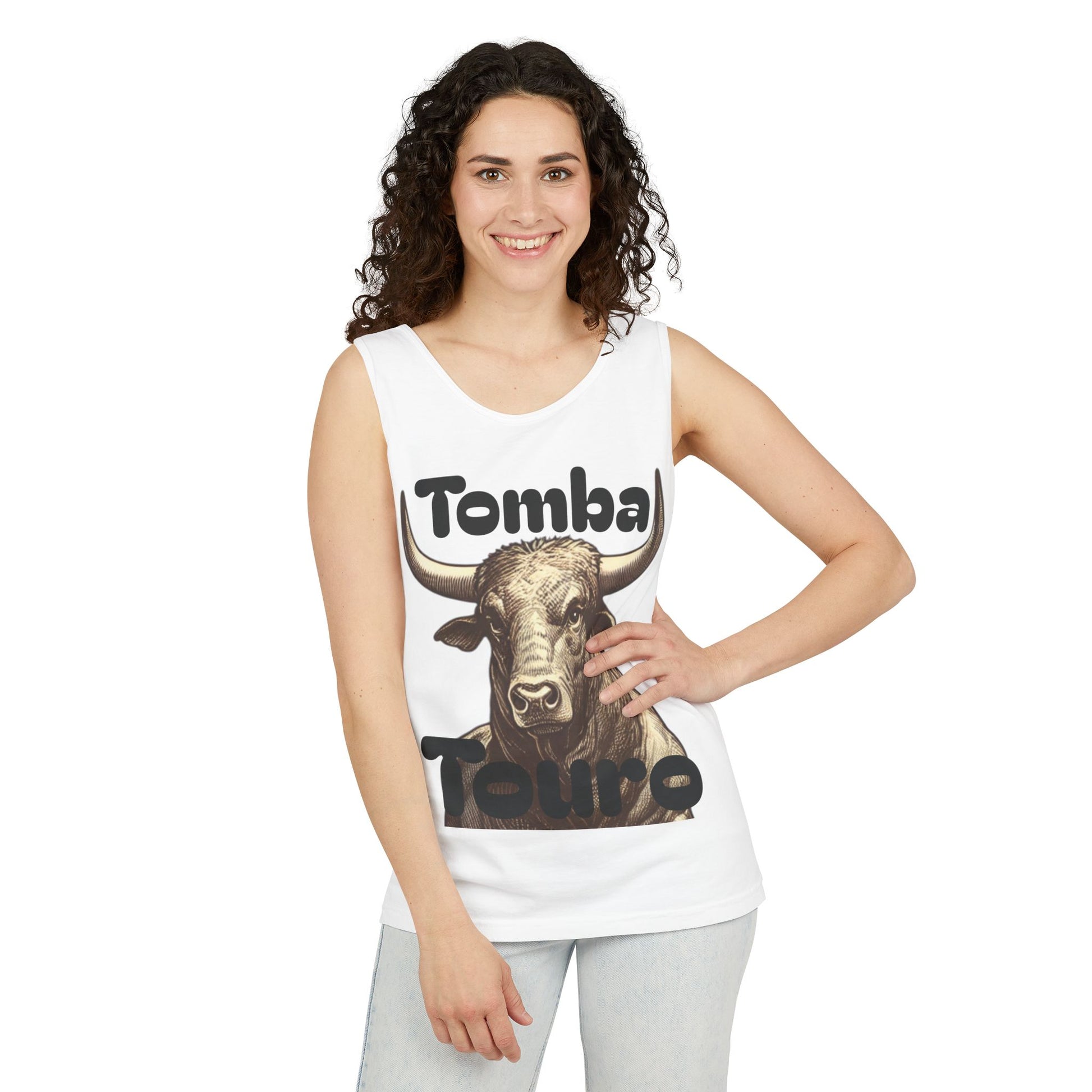 Unisex Graphic Tank Top - Tomba Touro, Casual Wear, Summer Outfit, Gift for Animal Lovers, Fitness Apparel, Festival Wear