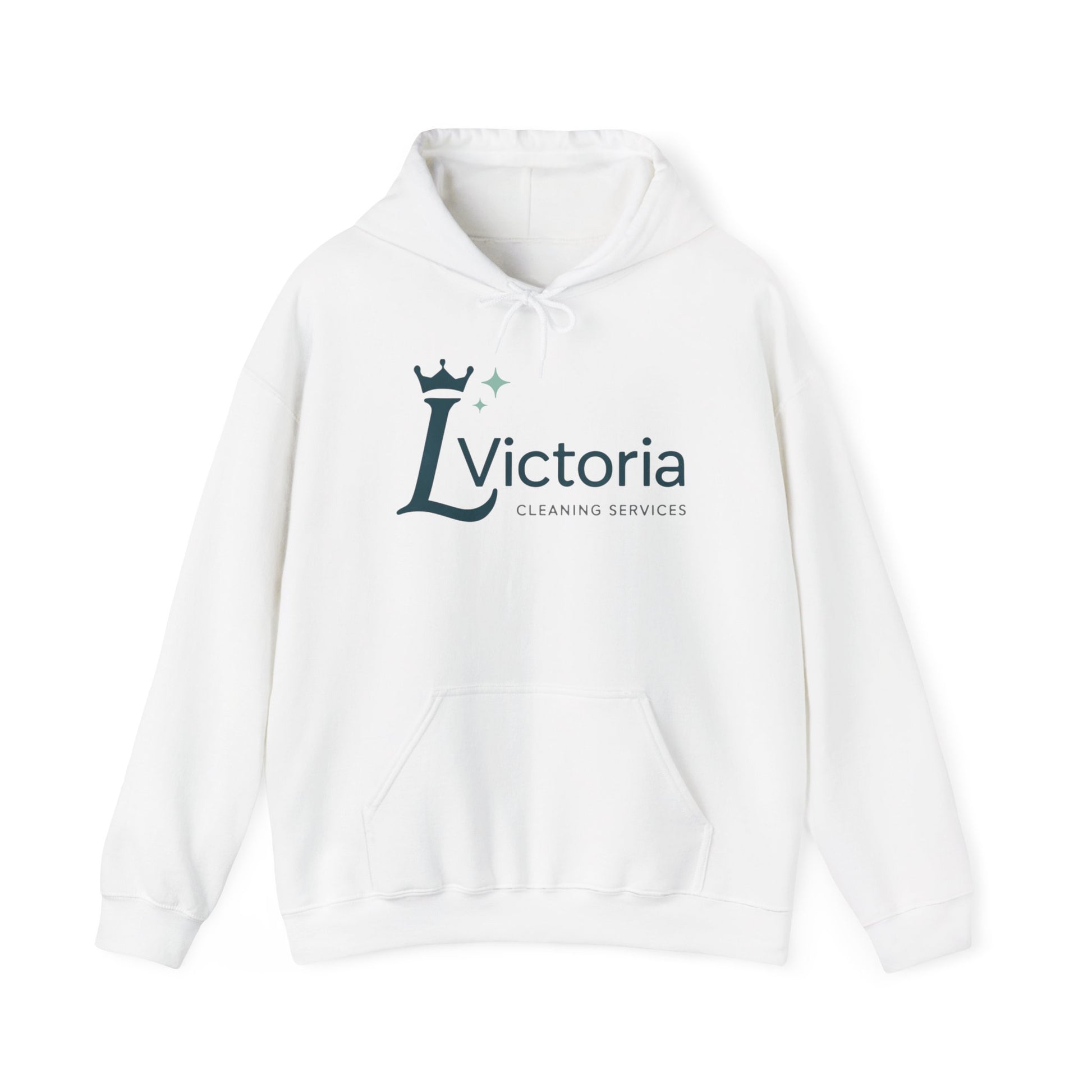Victoria Cleaning Services Logo Hoodie — Branded White Pullover