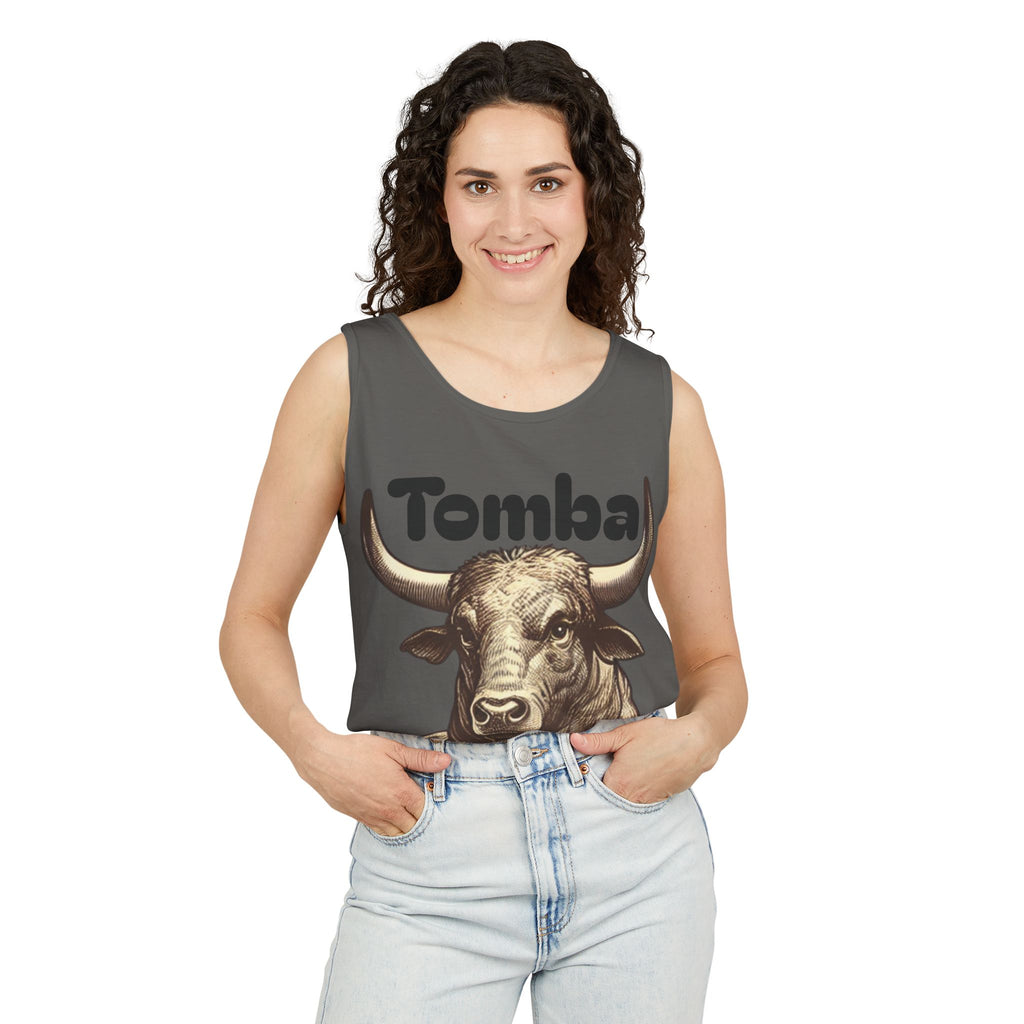 Unisex Graphic Tank Top - Tomba Touro, Casual Wear, Summer Outfit, Gift for Animal Lovers, Fitness Apparel, Festival Wear