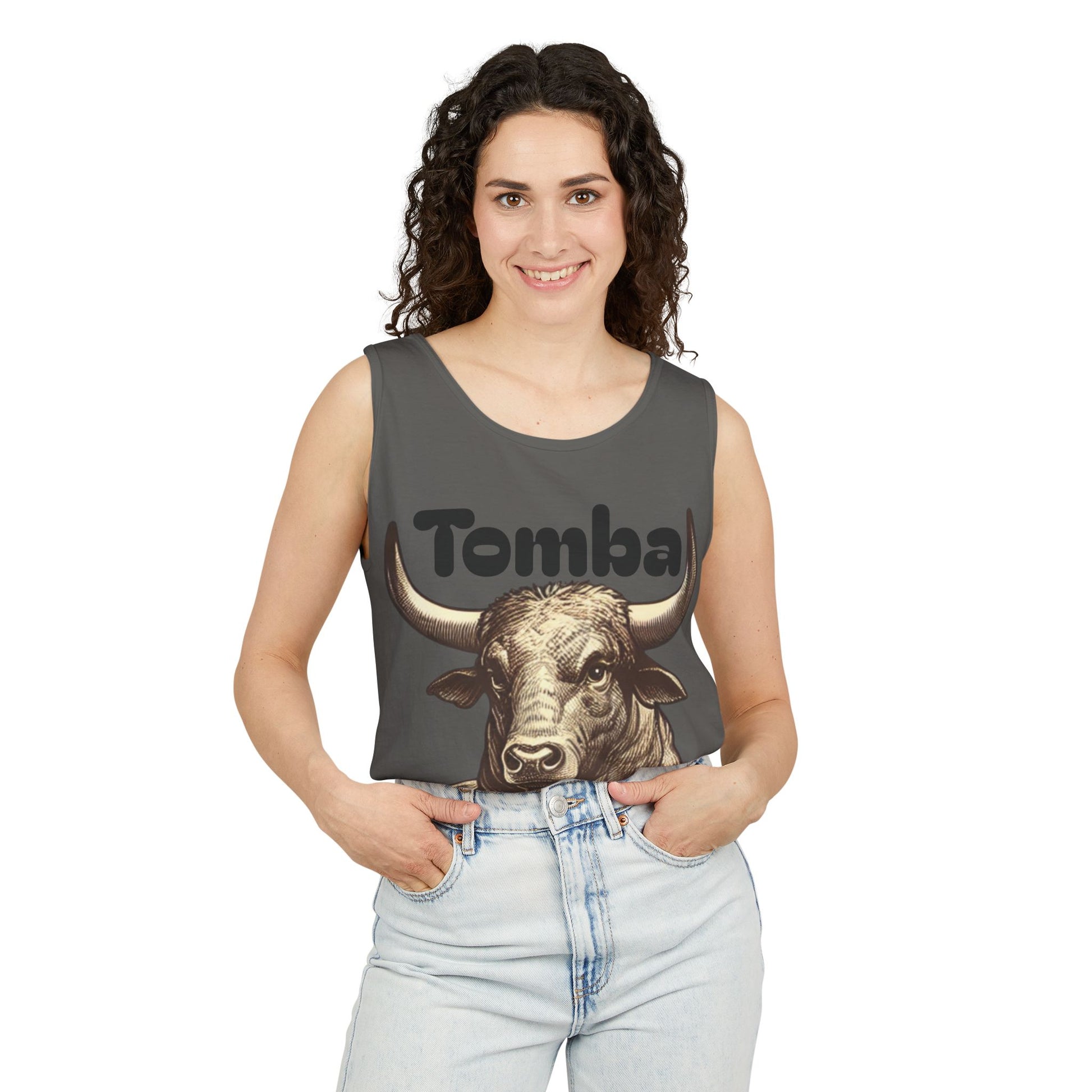 Unisex Graphic Tank Top - Tomba Touro, Casual Wear, Summer Outfit, Gift for Animal Lovers, Fitness Apparel, Festival Wear