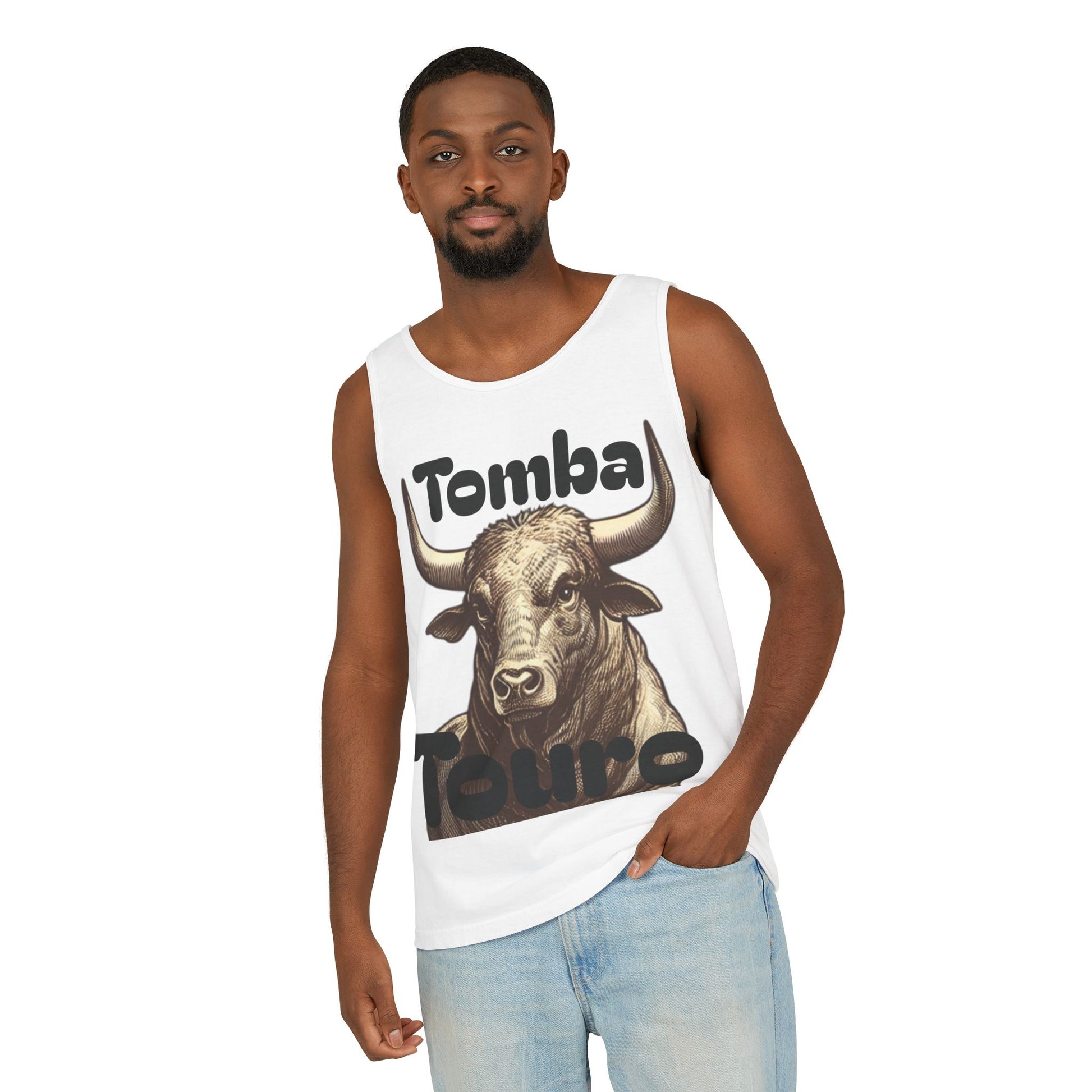Unisex Graphic Tank Top - Tomba Touro, Casual Wear, Summer Outfit, Gift for Animal Lovers, Fitness Apparel, Festival Wear