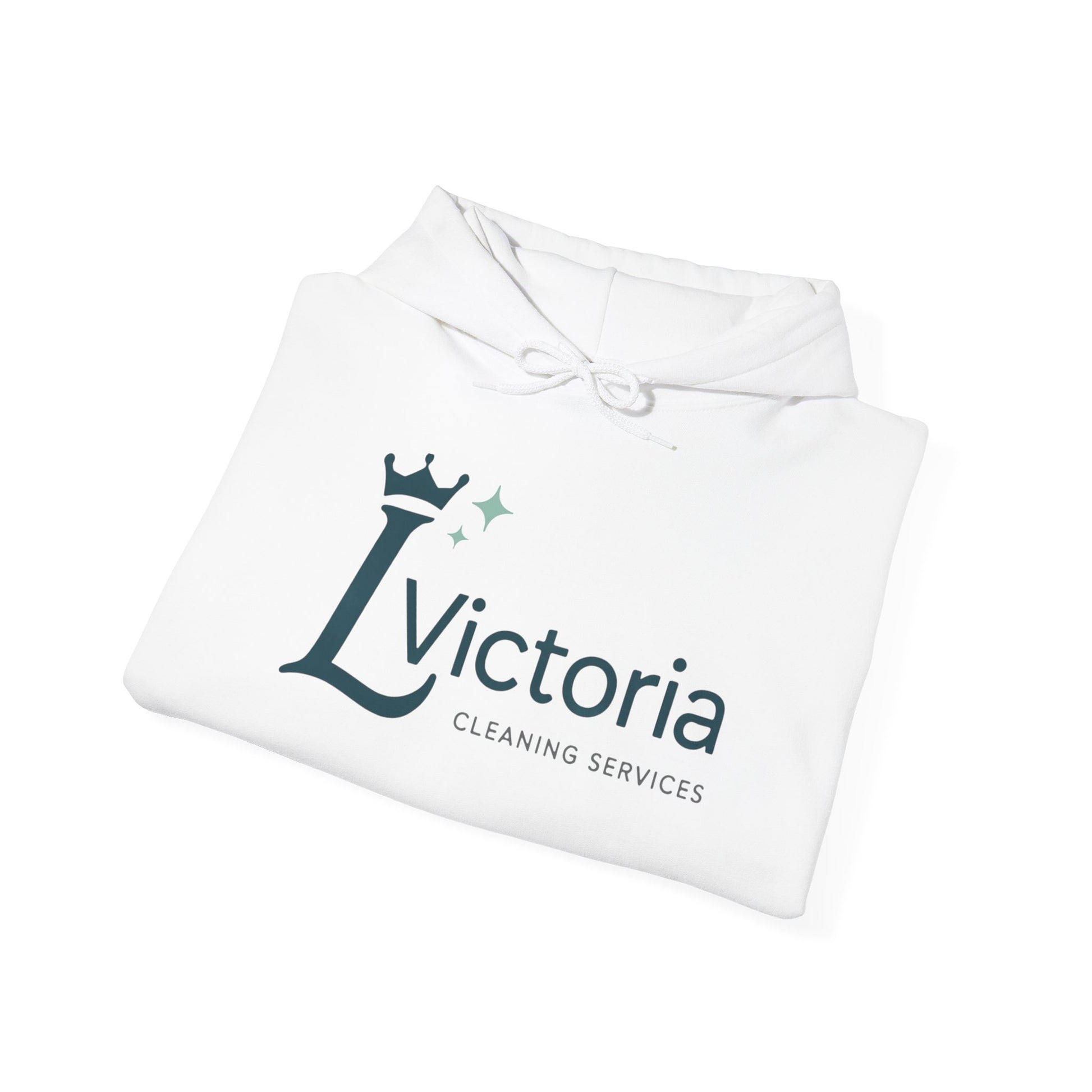 Victoria Cleaning Services Logo Hoodie — Branded White Pullover